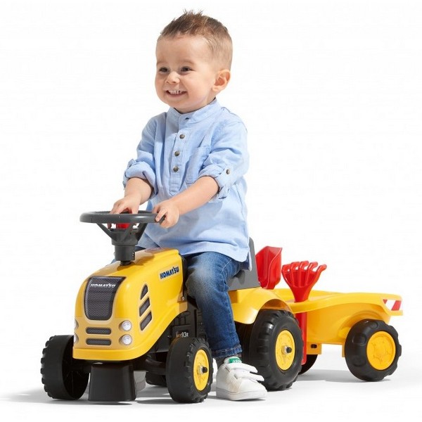 Продукт Falk Komatsu - Бебешки трактор с ремарке , гребло и лопатка – жълт - 0 - BG Hlapeta